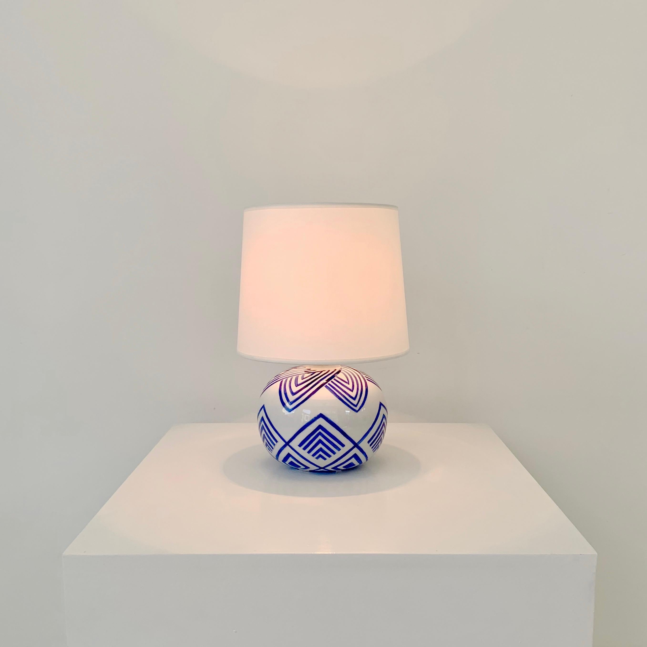 Mid-Century White and Blue Decorative Table Lamp, 1929, France. 5