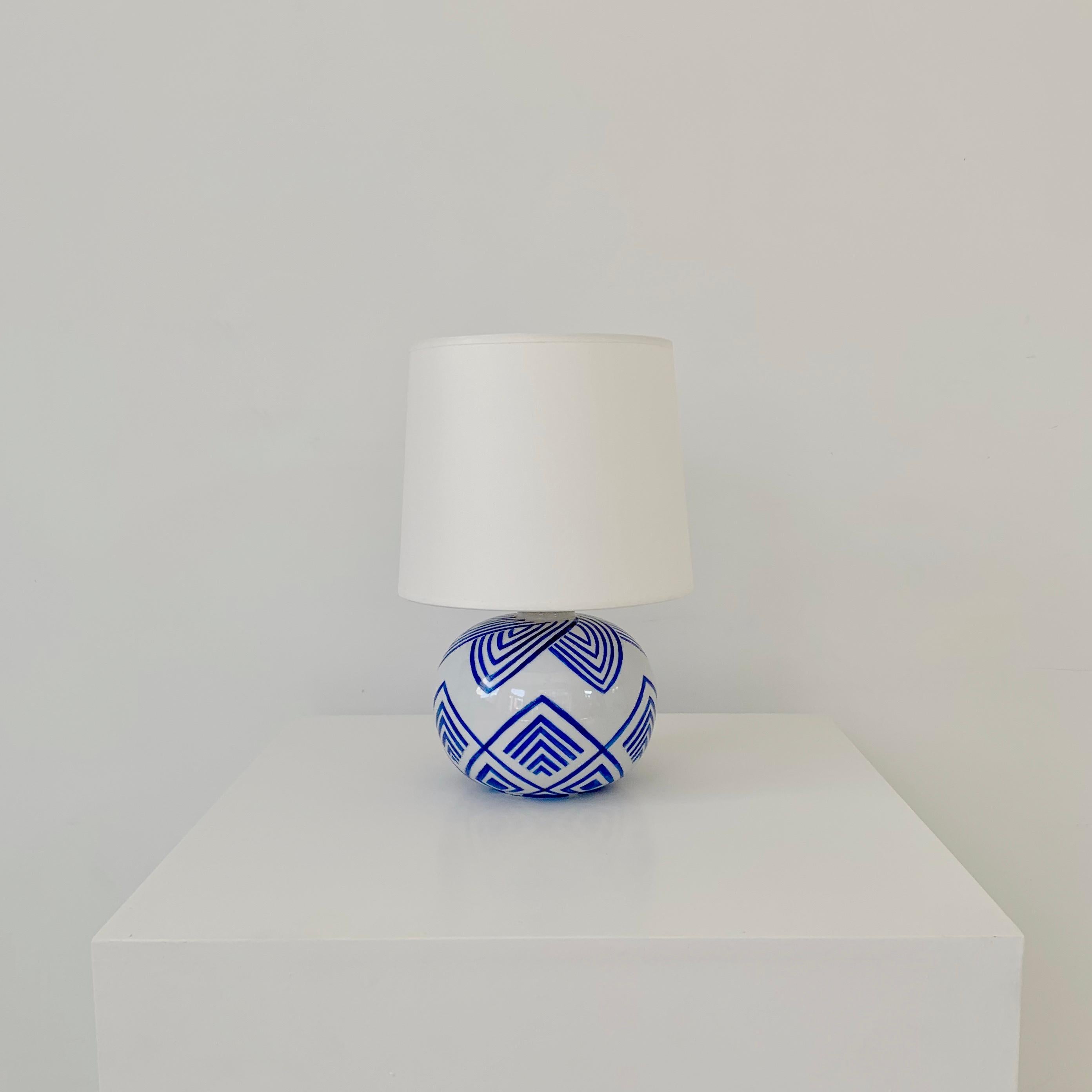 Mid-Century White and Blue Decorative Table Lamp, 1929, France. 6