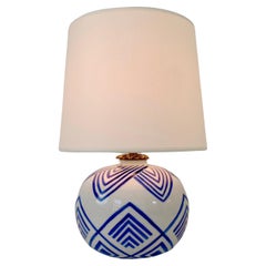 Mid-Century White and Blue Decorative Table Lamp, 1929, France.