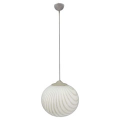 Mid-Century White and Cream Color Glass Globe Pendant Lamp by Peill & Putzler