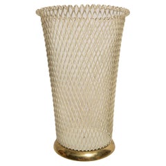 Mid Century White and Gold Umbrella Stand, Boho Style, Italy, 1960s