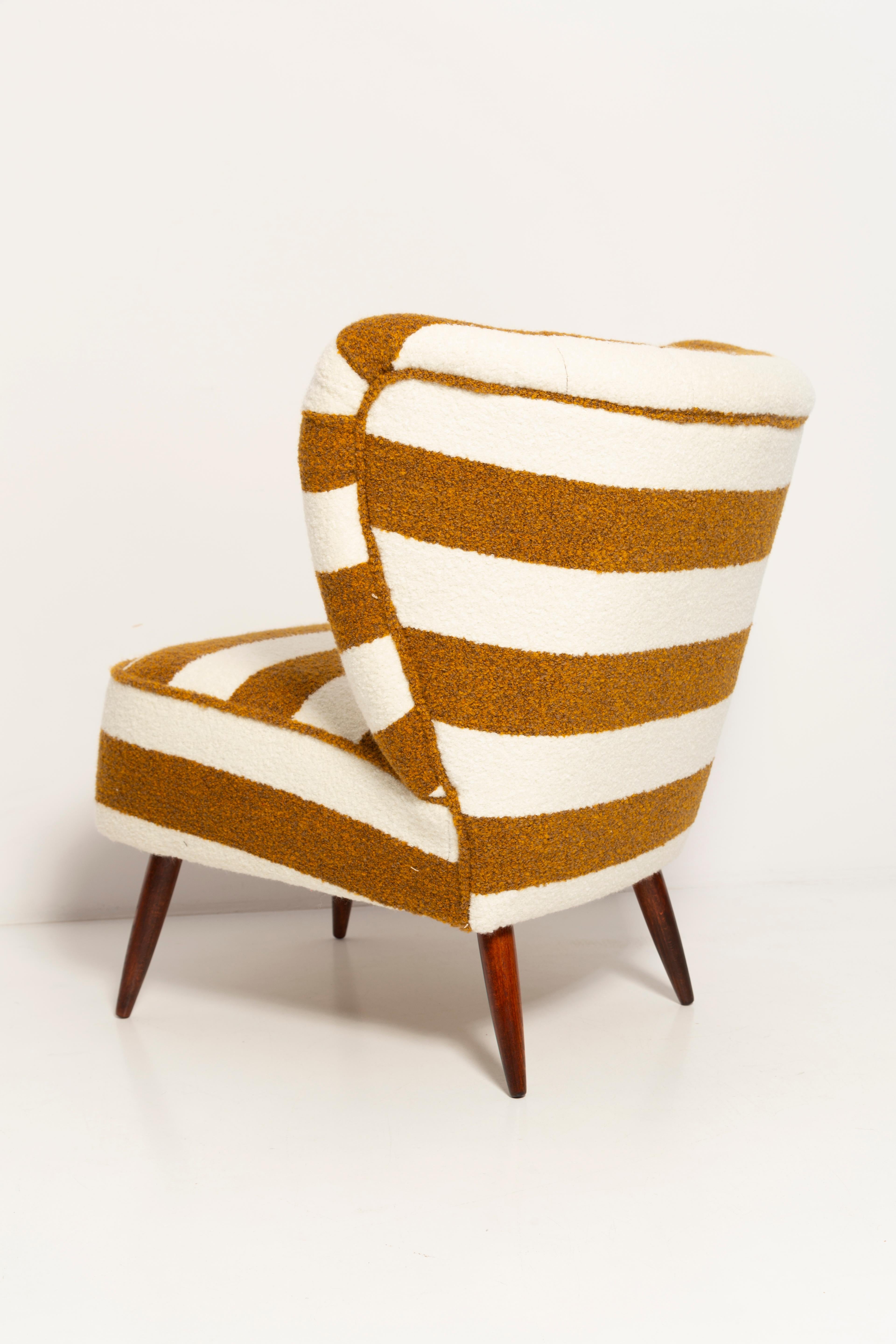 Mid Century White and Mustard Boucle Club Armchair, Europe, 1960s For Sale 1