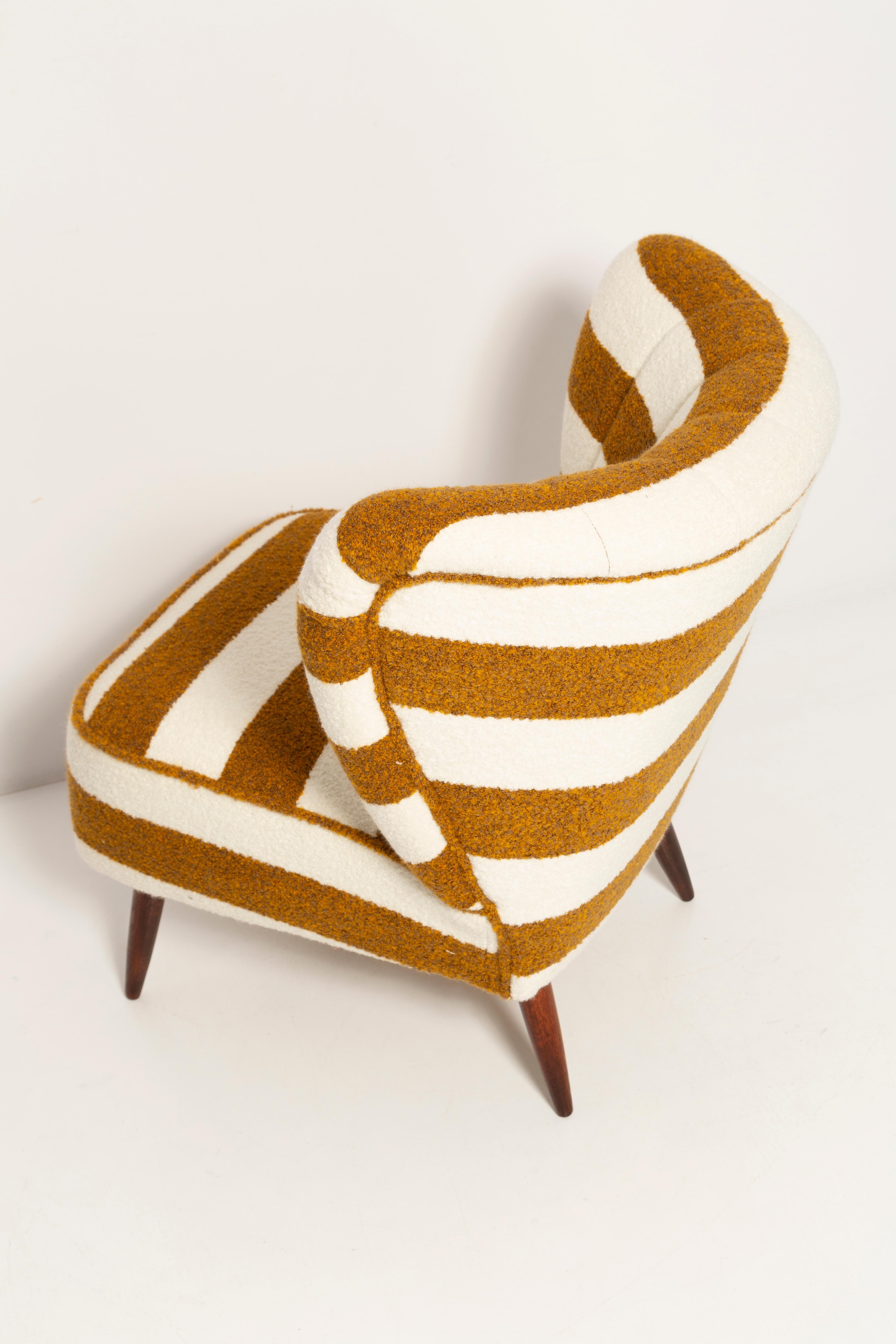 Mid Century White and Mustard Boucle Club Armchair, Europe, 1960s For Sale 2