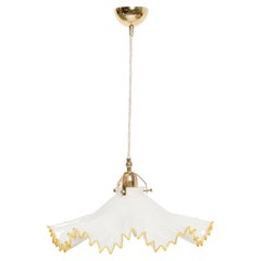 Midcentury White and Yellow Ceramic Ceiling Lamp, Italy, 1960s