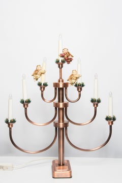 Mid Century White Angels Candlestick Table Lamp, Europe, 1960s