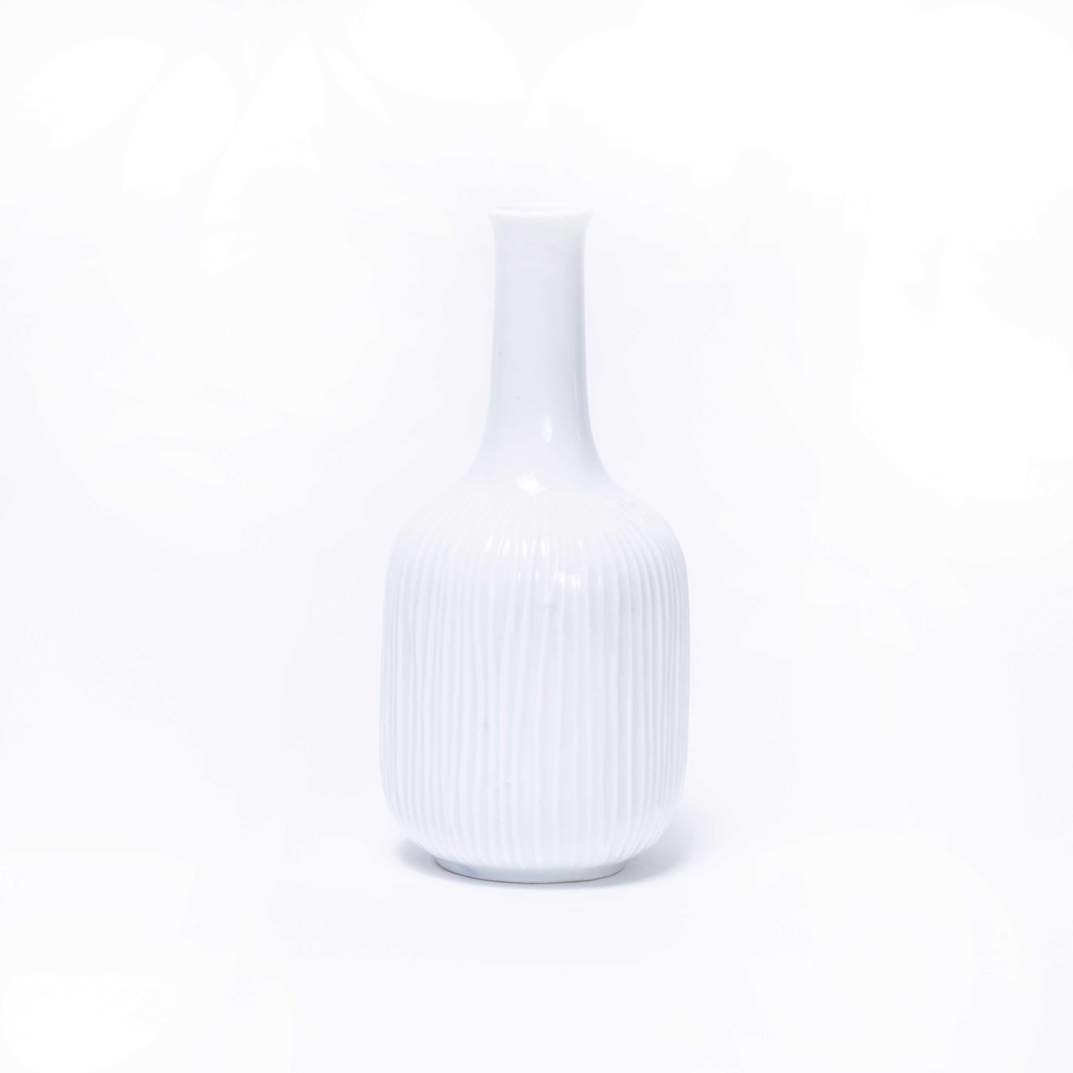 Scandinavian Mid Century White Arabia Porcelain Vase For Sale