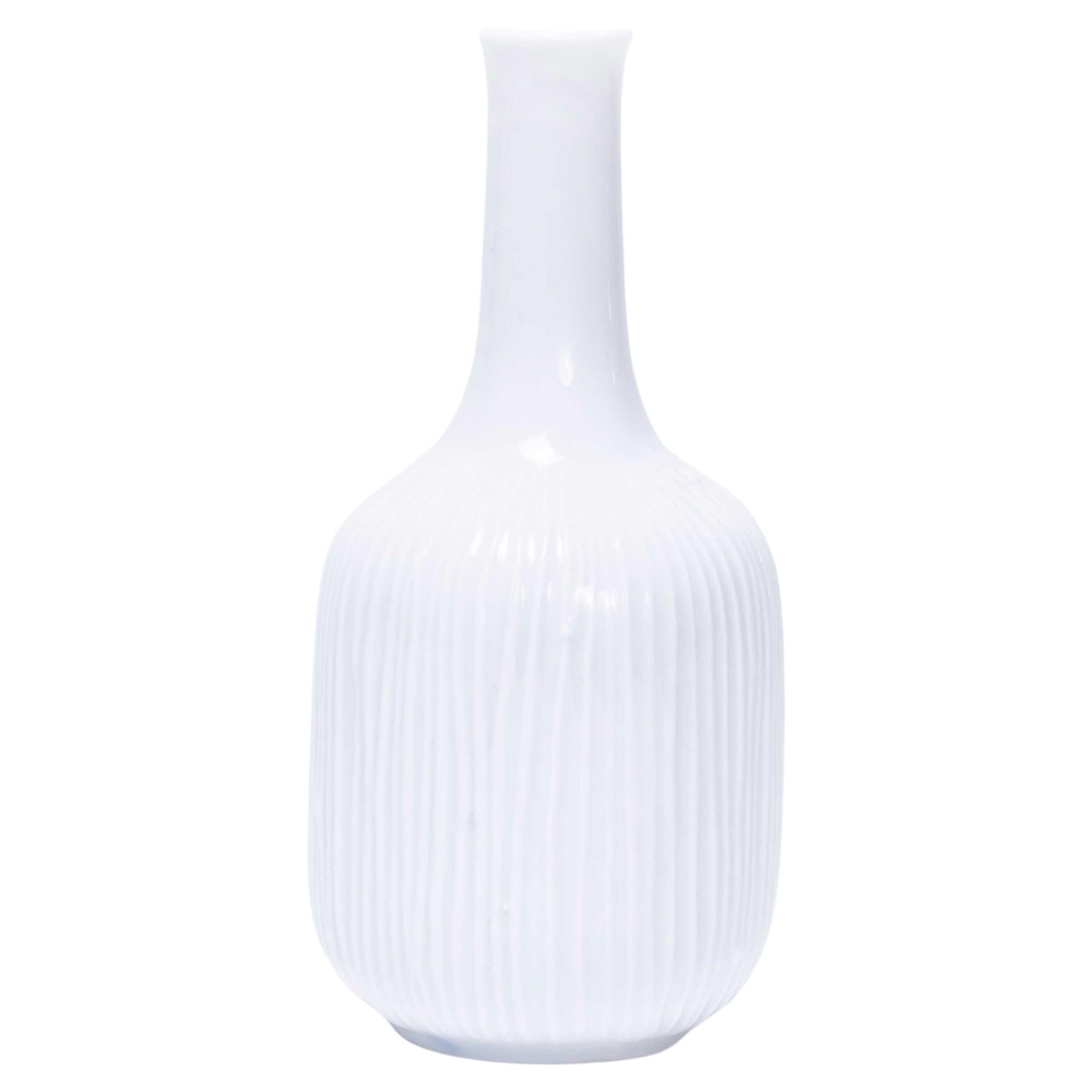 Mid Century White Arabia Porcelain Vase For Sale