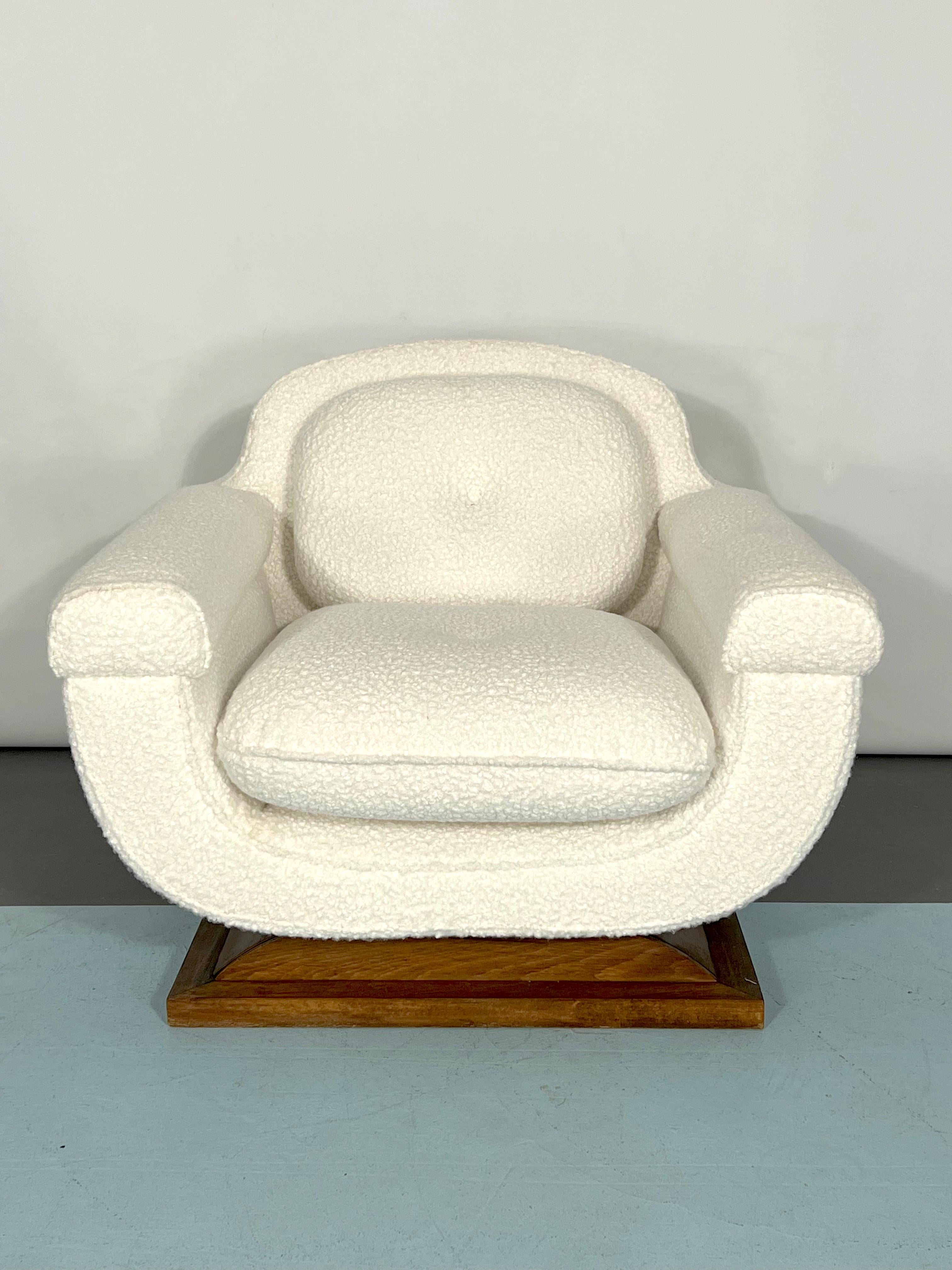 Canapé et fauteuil Art Déco blanc du milieu du siècle, Italie, années 1930 en vente 7