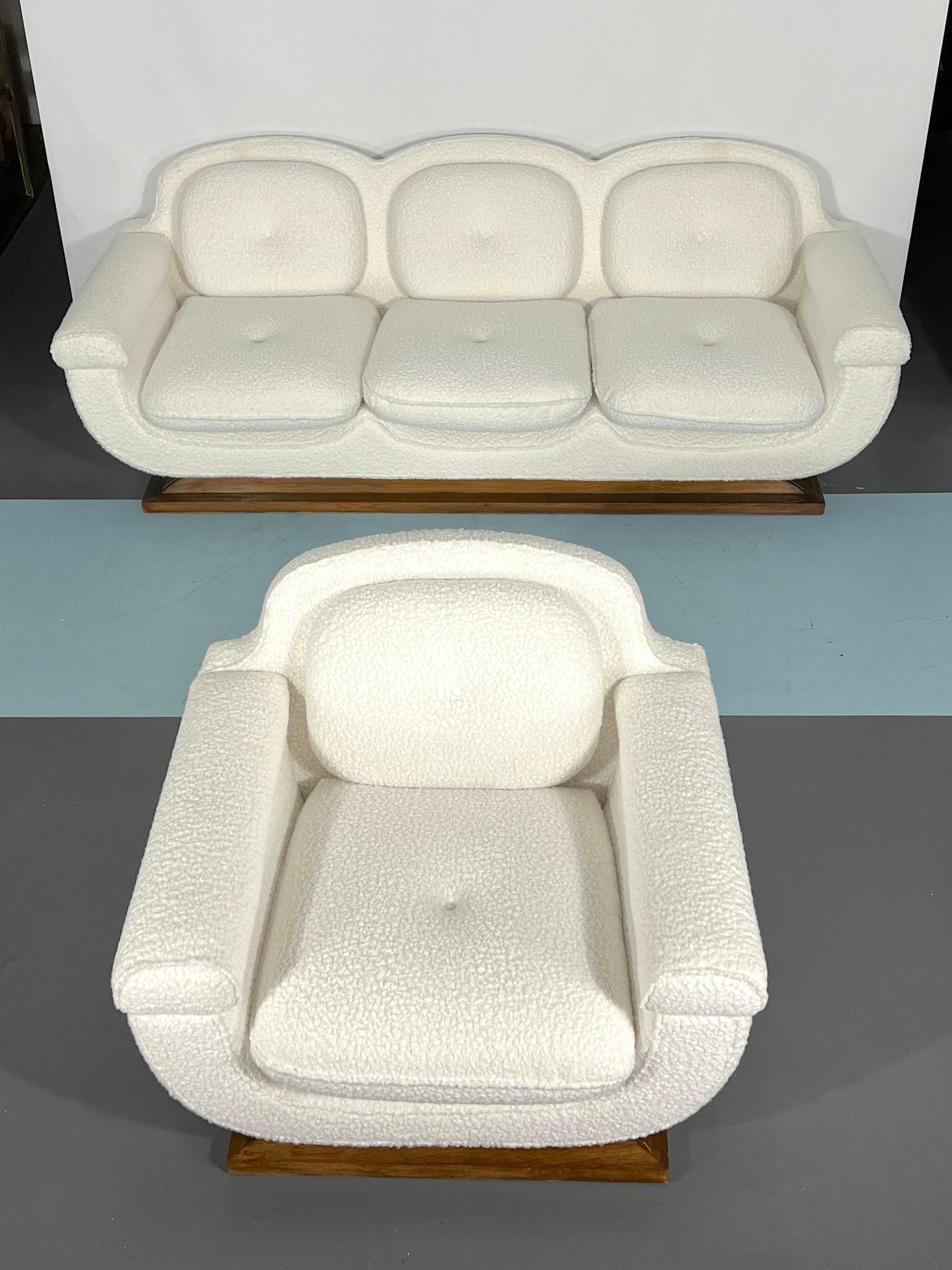 Weißes Art-Déco-Sofa und Sessel aus der Mitte des Jahrhunderts, Italien, 1930er Jahre (Art déco) im Angebot