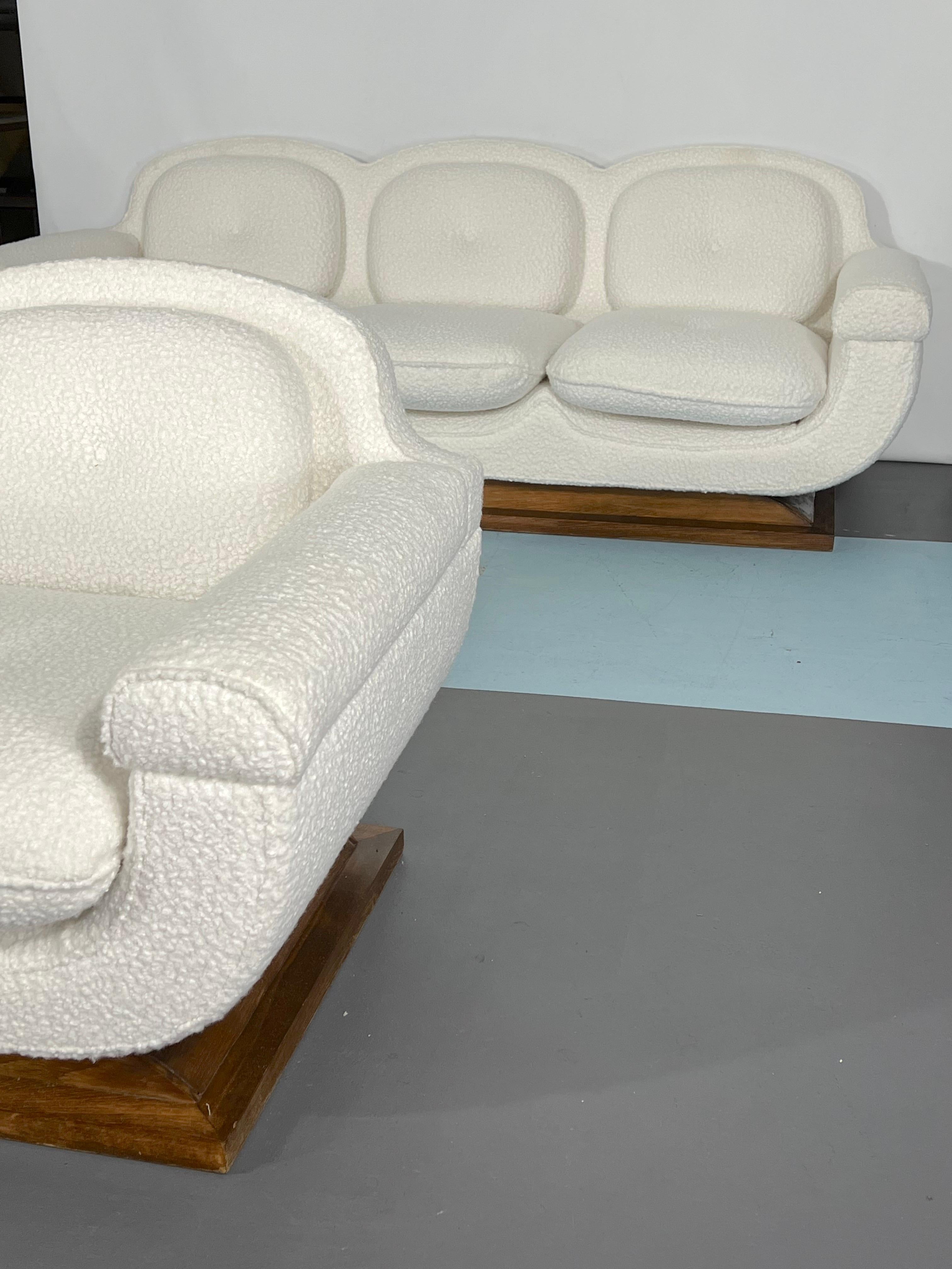 italien Canapé et fauteuil Art Déco blanc du milieu du siècle, Italie, années 1930 en vente