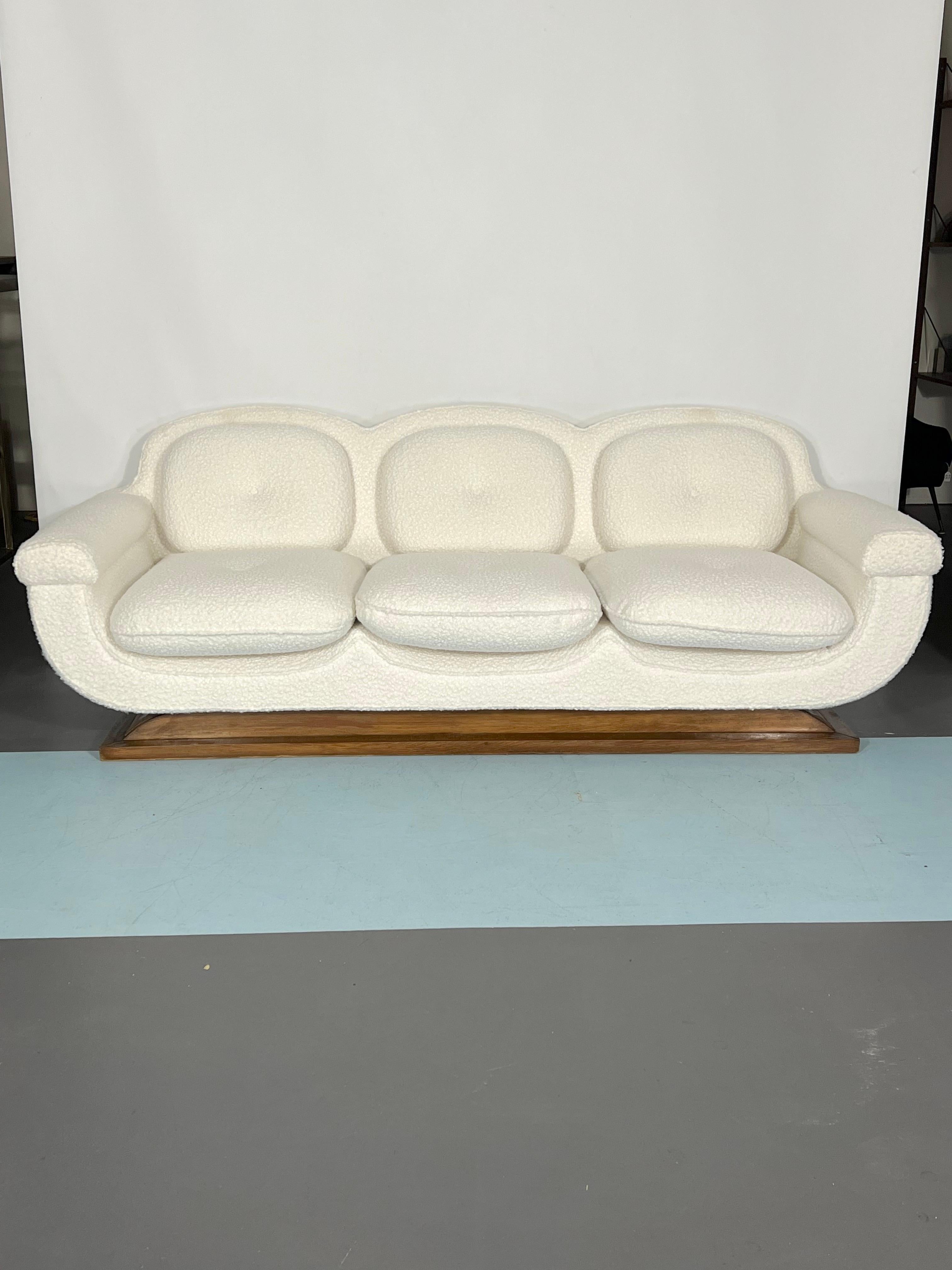 Weißes Art-Déco-Sofa und Sessel aus der Mitte des Jahrhunderts, Italien, 1930er Jahre (Stoff) im Angebot