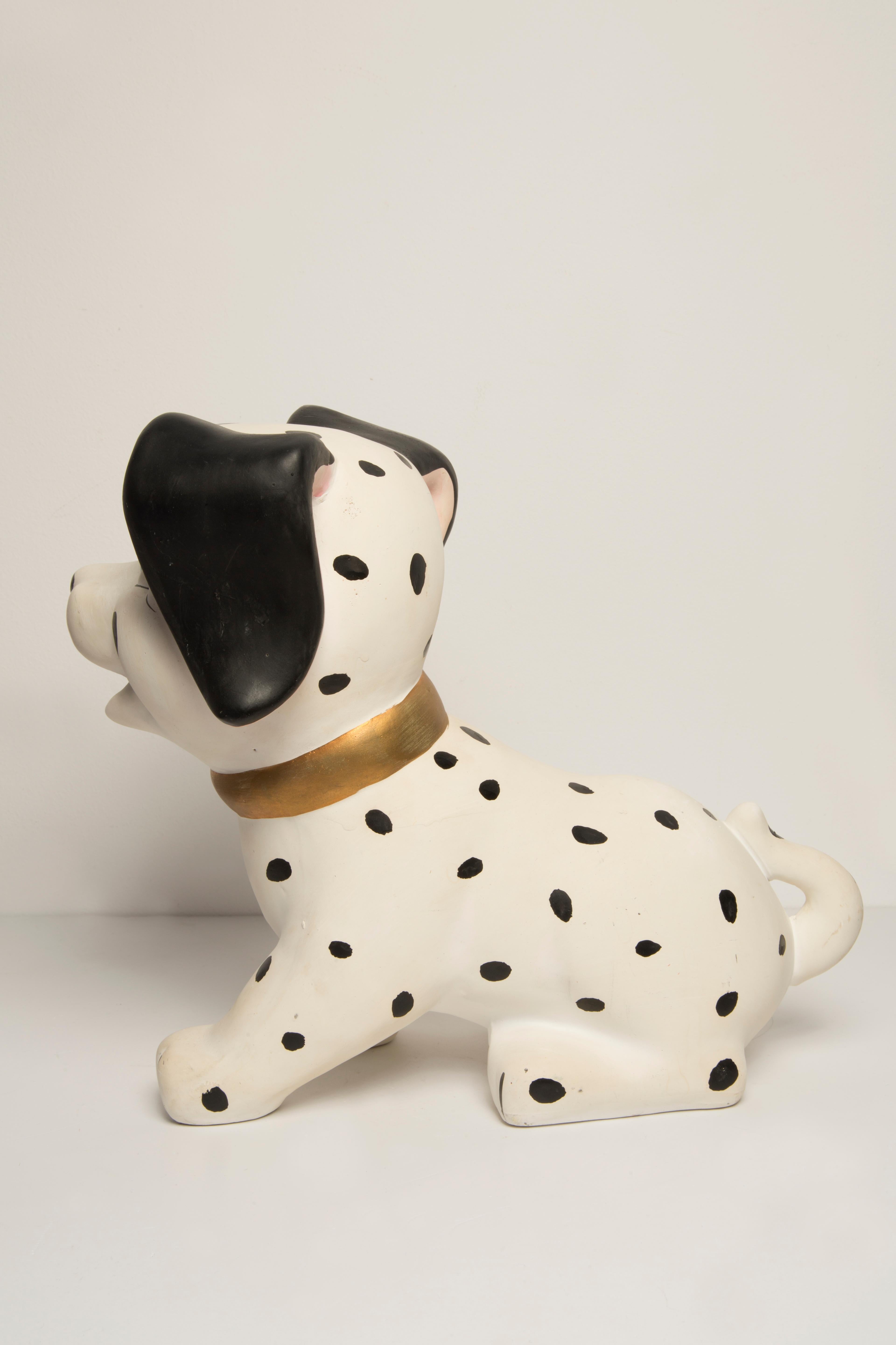 Hand-Painted Midcentury White Big Dalmatian Dog Sculpture, Italy, 2000s For Sale