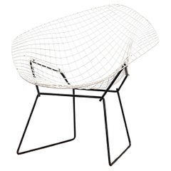 Vintage Mid Century White & Black Diamond Wire Chair by Bertoia for Knoll