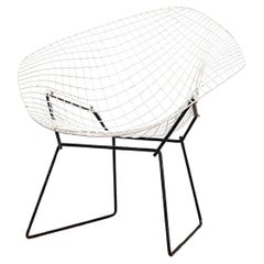 Mid Century White & Black Diamond Wire Chair by Bertoia for Knoll