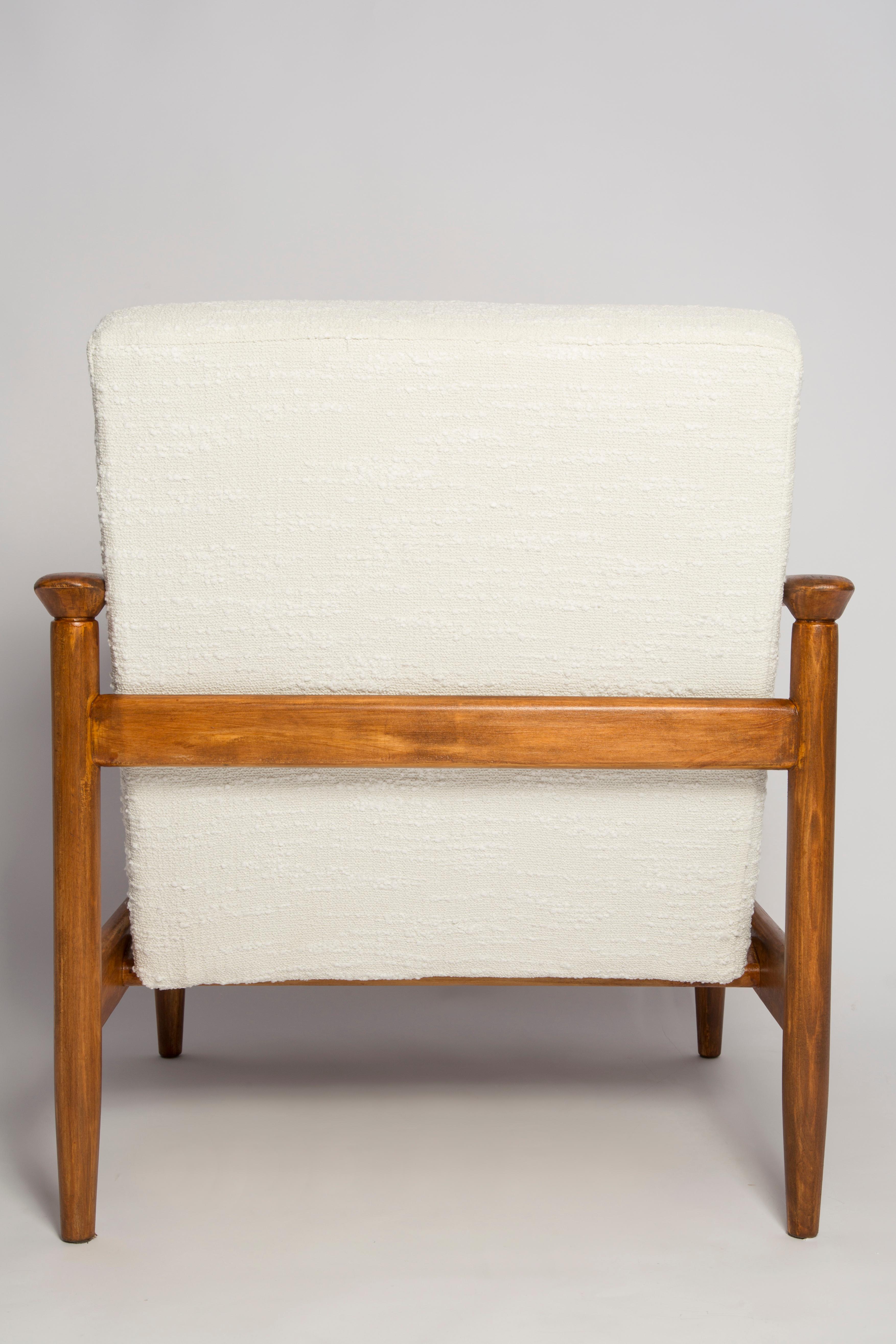 Fabric Mid-Century White Boucle Armchair, GFM 142, Edmund Homa, Europe, 1960s For Sale