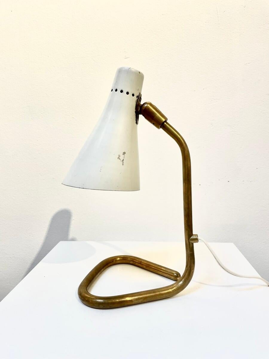 Mid-Century White Brass and Metal Modular Table Lamp by Guiseppe Ostuni - Italy 1950s