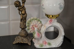 Mid Century White Ceramic Peacock Bird Table Lamp, Europe, 1960s