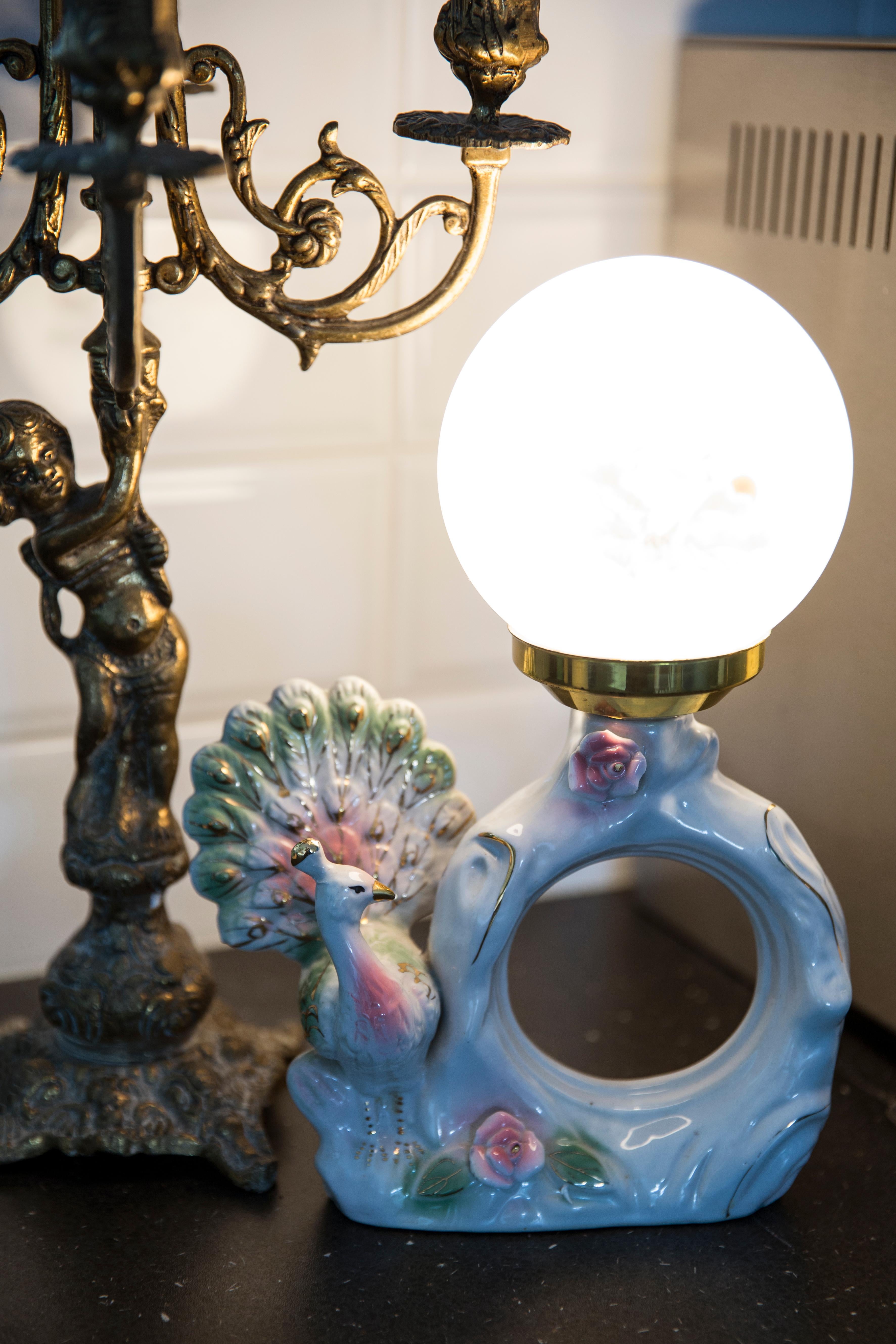 ceramic peacock lamp