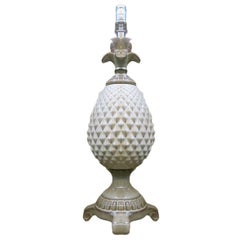 Mid-Century White Ceramic Pineapple Pedestal Lamp - Single