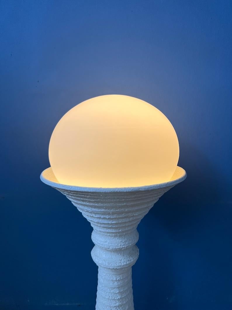 20th Century Mid Century White Ceramic  Space Age Floor Lamp by Doria Leuchten, 1970s For Sale