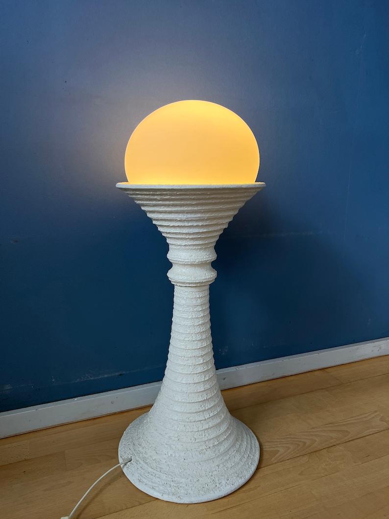 Metal Mid Century White Ceramic  Space Age Floor Lamp by Doria Leuchten, 1970s For Sale
