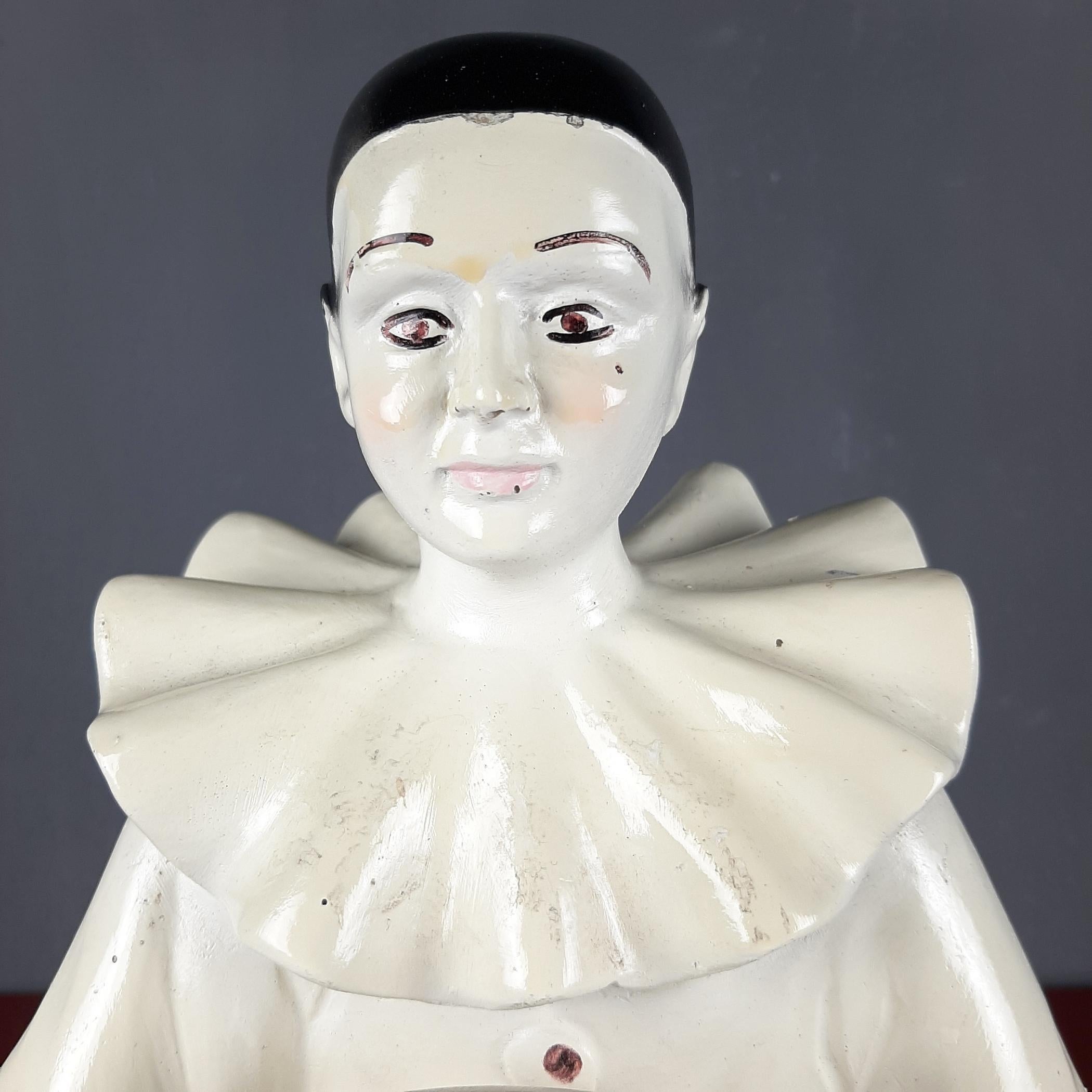 Mid-Century Modern Mid-century white ceramic table lamp Pierrot 1960s For Sale