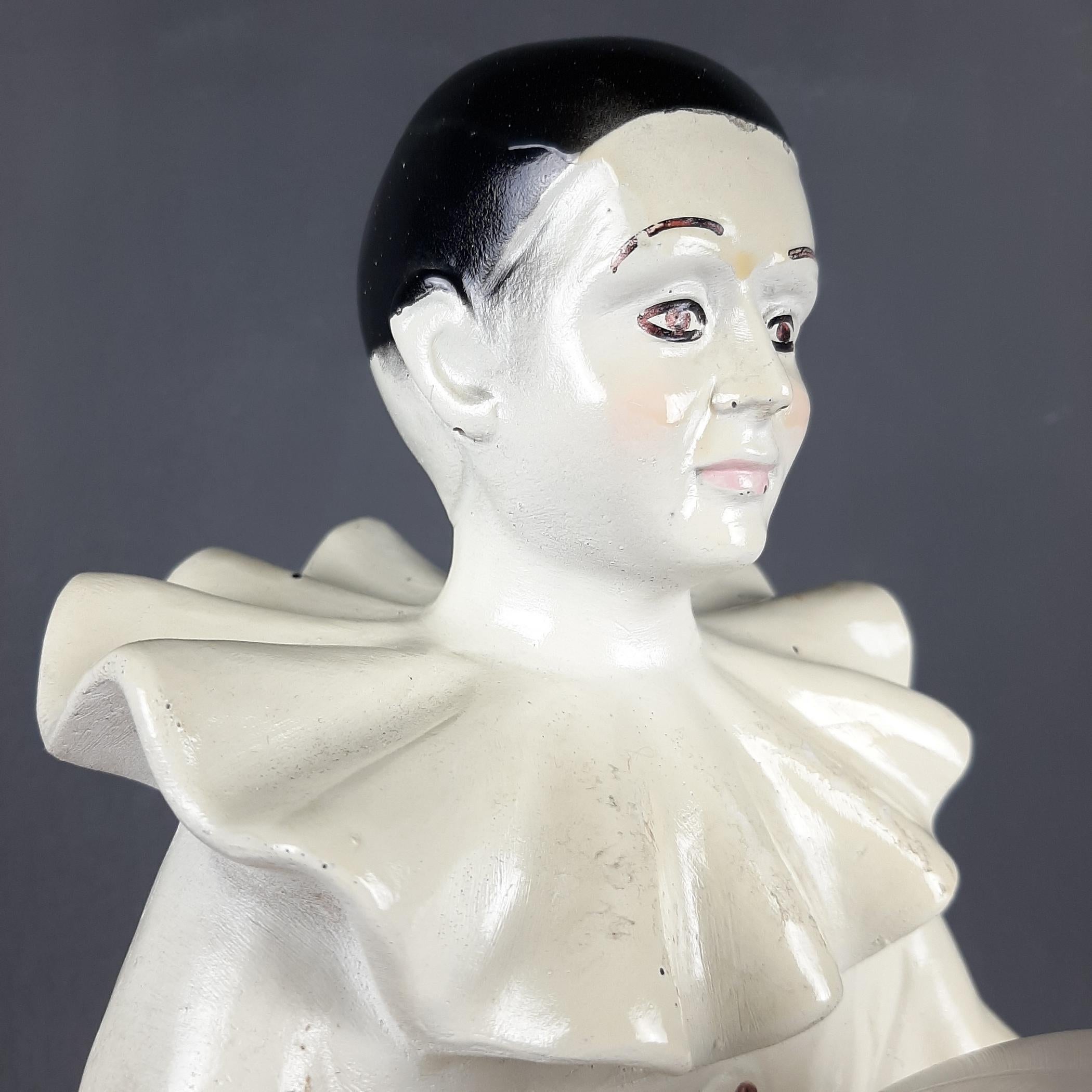 20th Century Mid-century white ceramic table lamp Pierrot 1960s For Sale