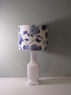 Midcentury White Ceramic Table Lamp with New, Professionally Handmade Lampshade