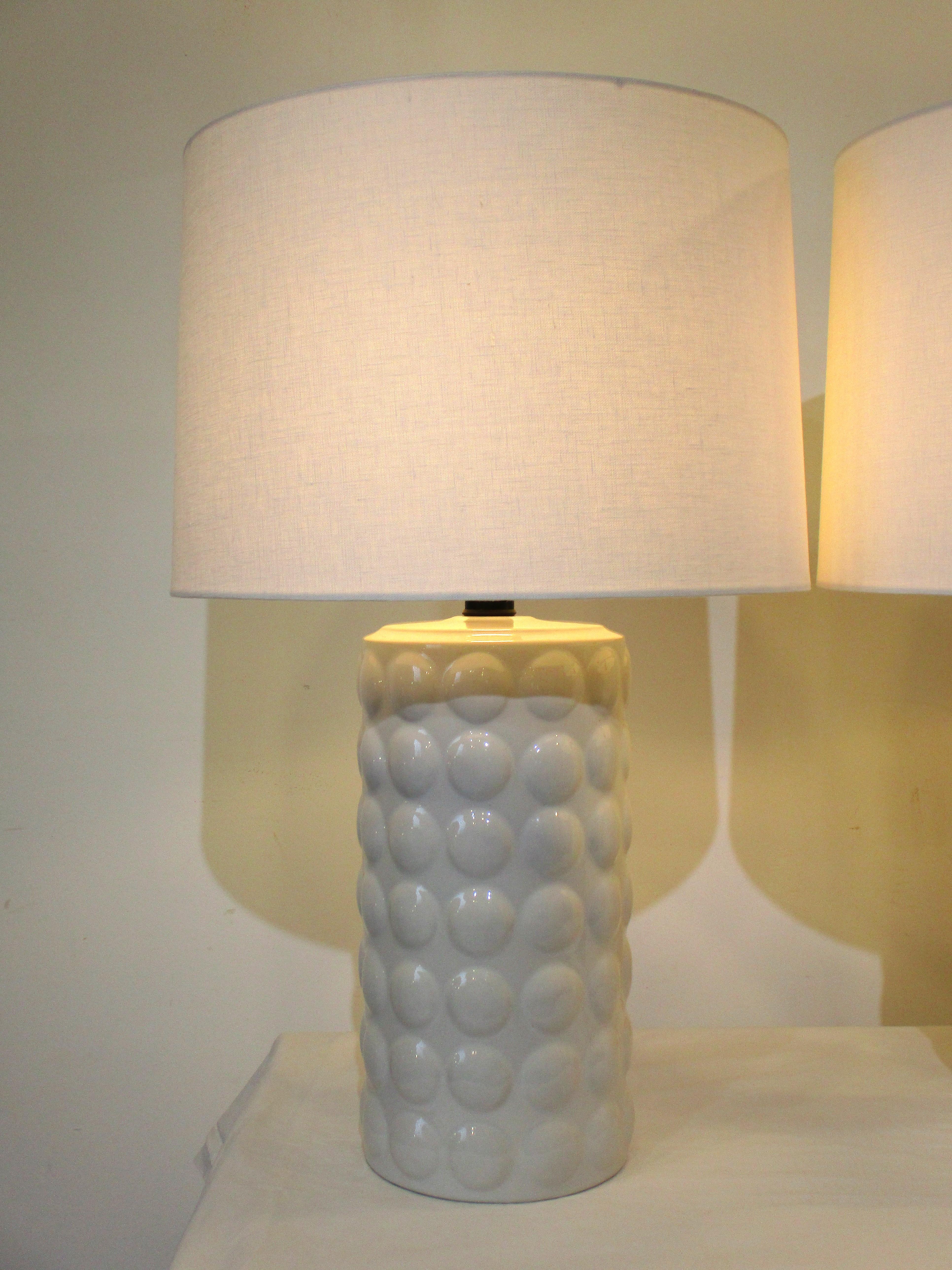 white ceramic lamp with balls