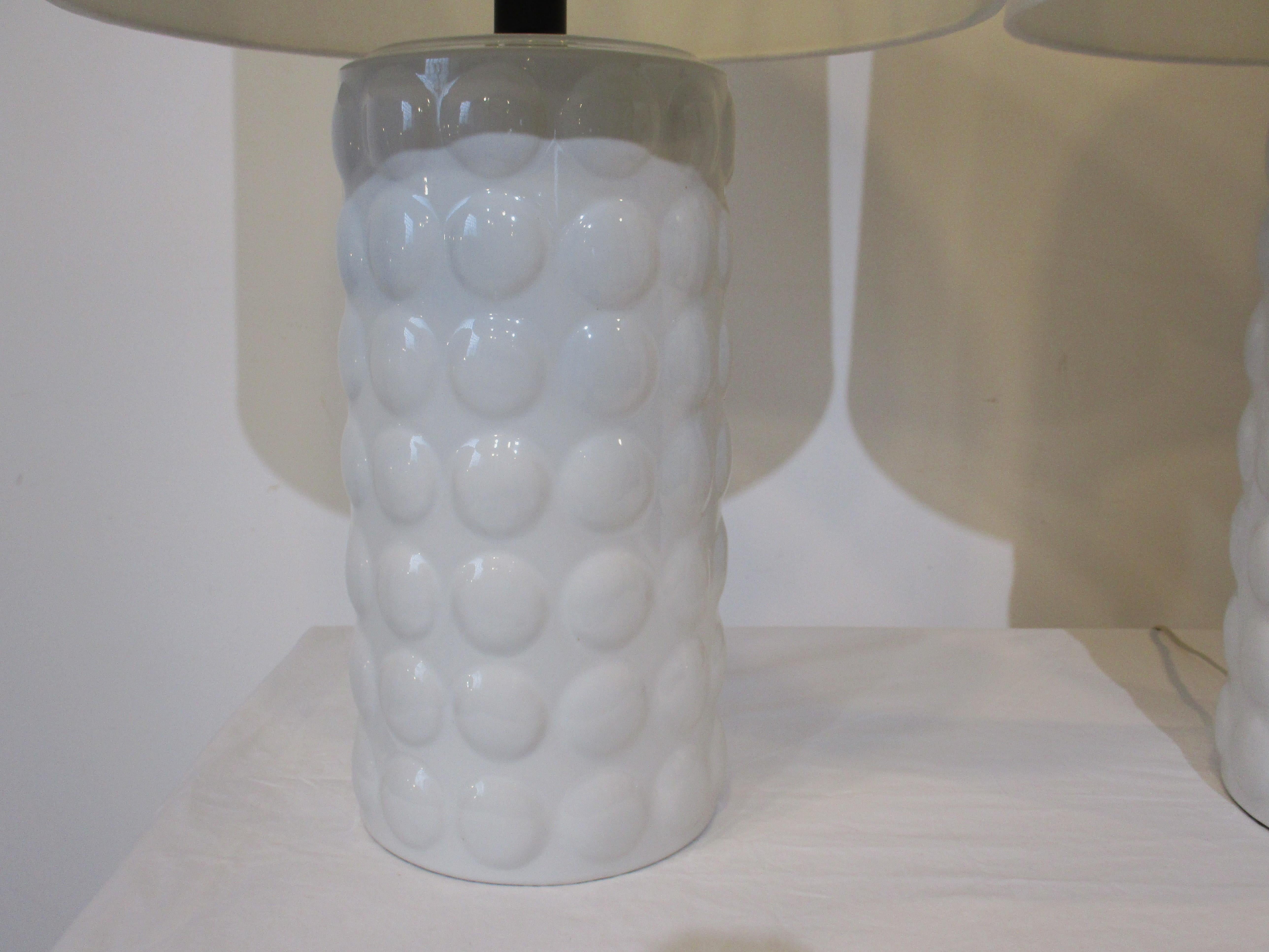 Mid-Century Modern Midcentury White Ceramic Table Lamps in the Style of Chapman  For Sale