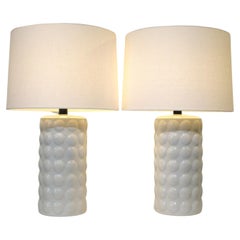 Midcentury White Ceramic Table Lamps in the Style of Chapman 