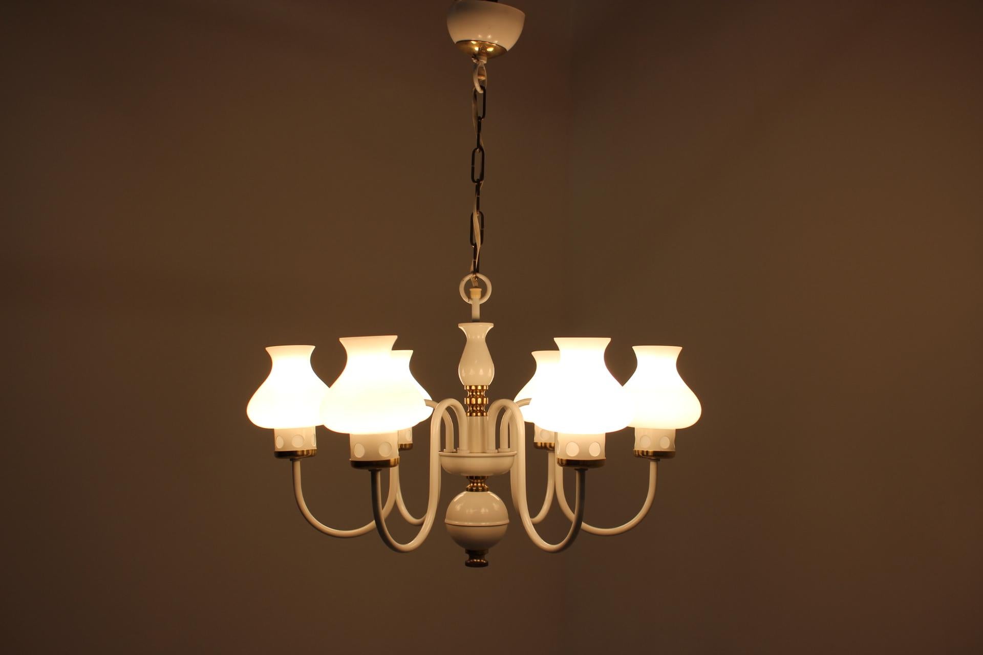 Mid-20th Century Midcentury White Chandelier, Lidokov, 1960s For Sale