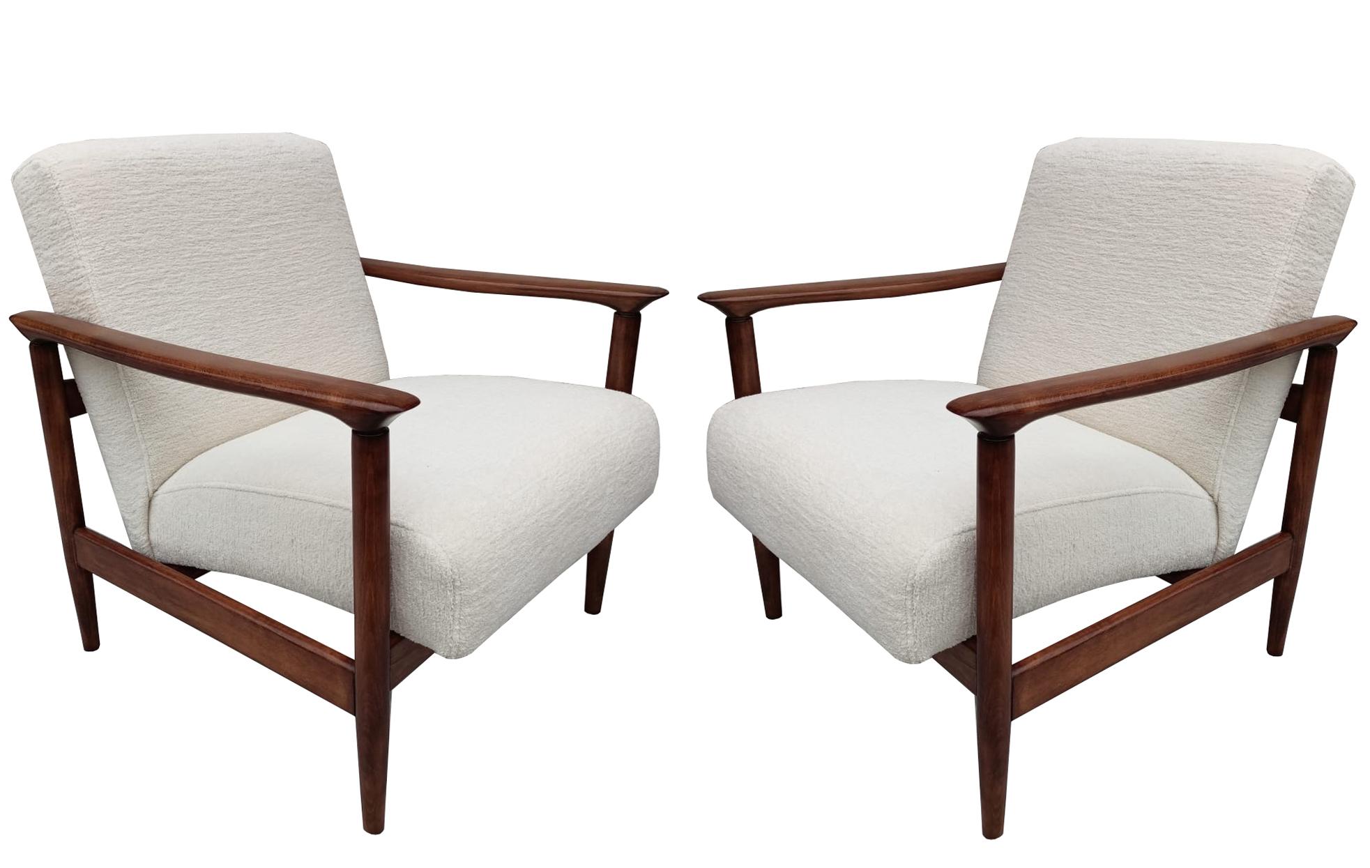 Mid-Century White Chenille Armchair, GFM 142, Edmund Homa, Europe, 1960s For Sale 2