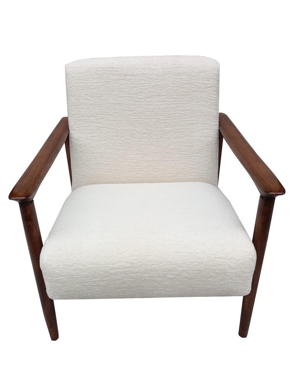 20th Century Mid-Century White Chenille Armchair, GFM 142, Edmund Homa, Europe, 1960s For Sale