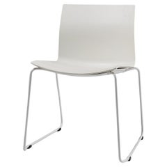 Mid-century white design chair with metal frame and plastic seat, Belgium