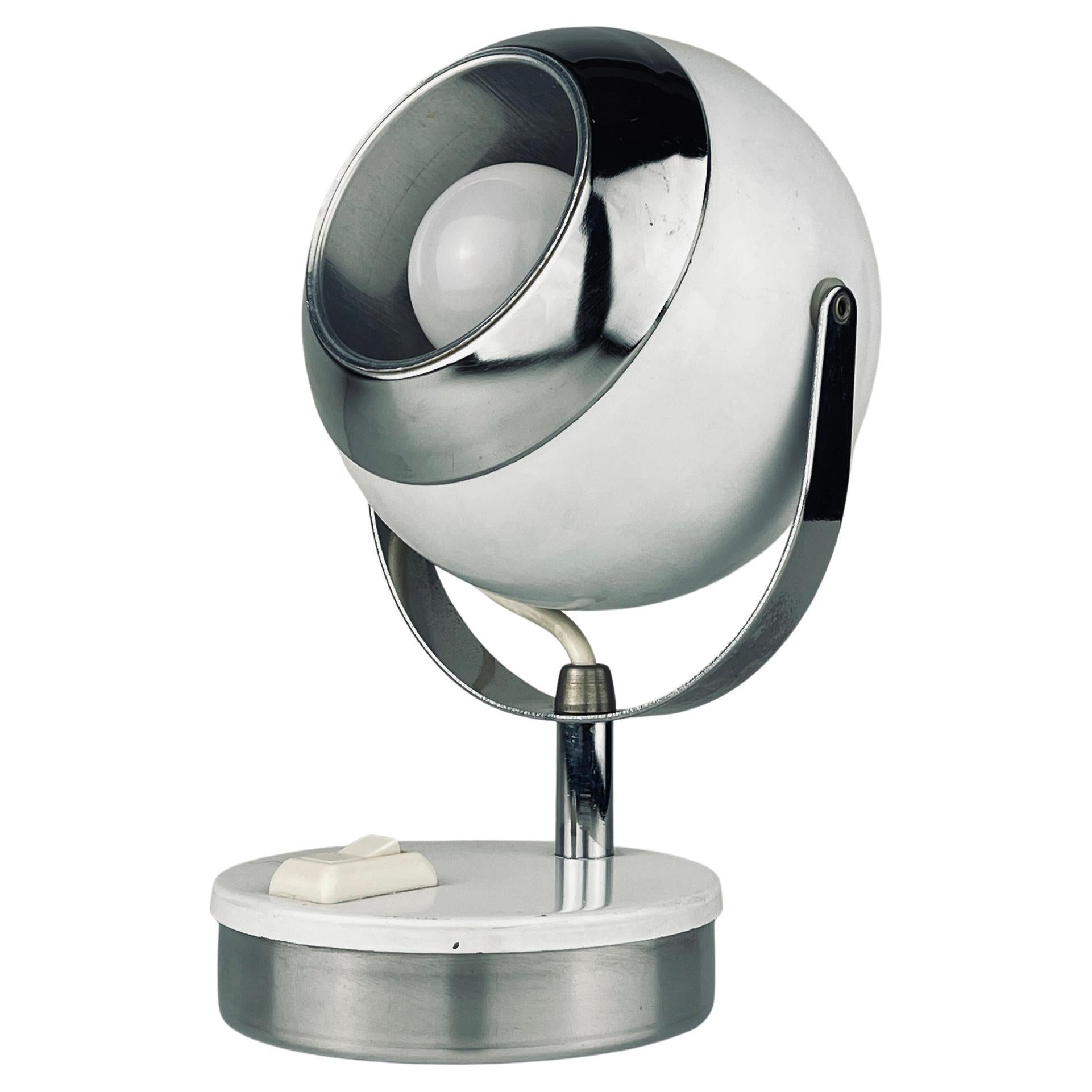 Mid-Century White Desk Lamp Eyeball Italy 60s  For Sale