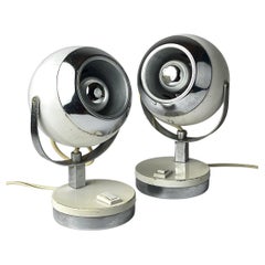 Mid-century white desk lamps Eyeball, Italy 1960s, Set of 2