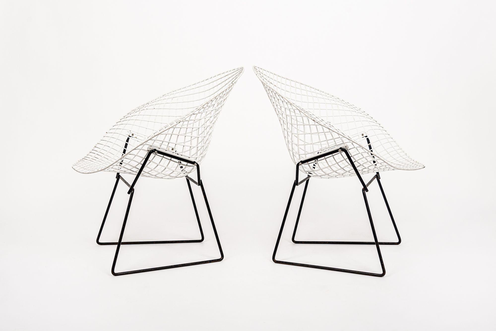 Mid Century White Diamond Wire Chairs by Bertoia for Knoll For Sale 5