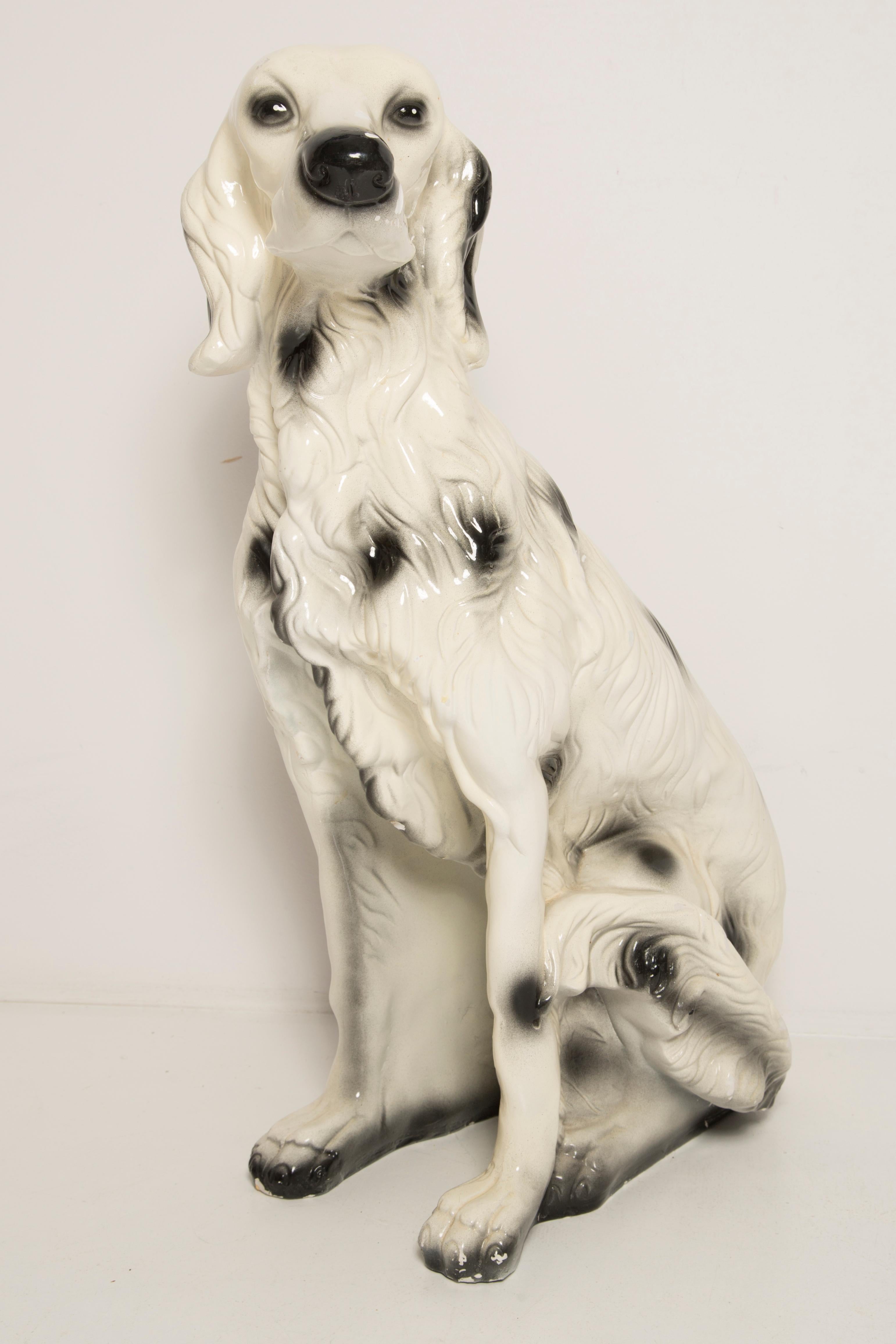 Ceramic Midcentury White Giant Dalmatian Dog Sculpture, Italy, 1960s