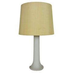 Mid Century White Glass and Fabric Shade Table Lamp by Luxus Sweden, 1960s