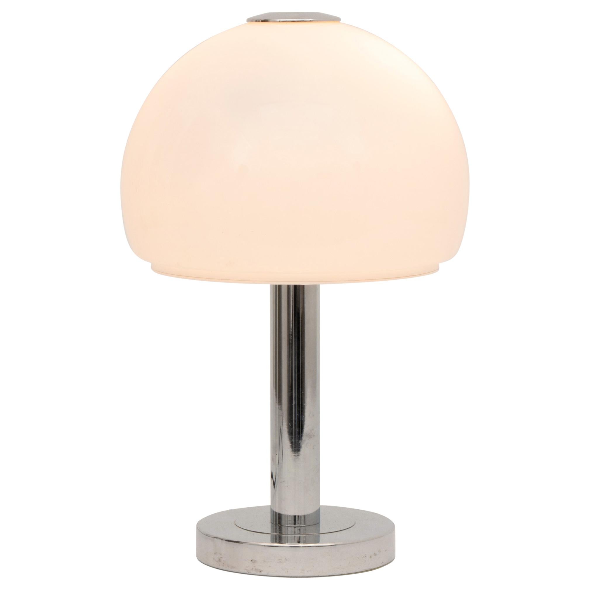 Midcentury White Glass Mushroom Lamp