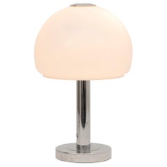 Midcentury White Glass Mushroom Lamp