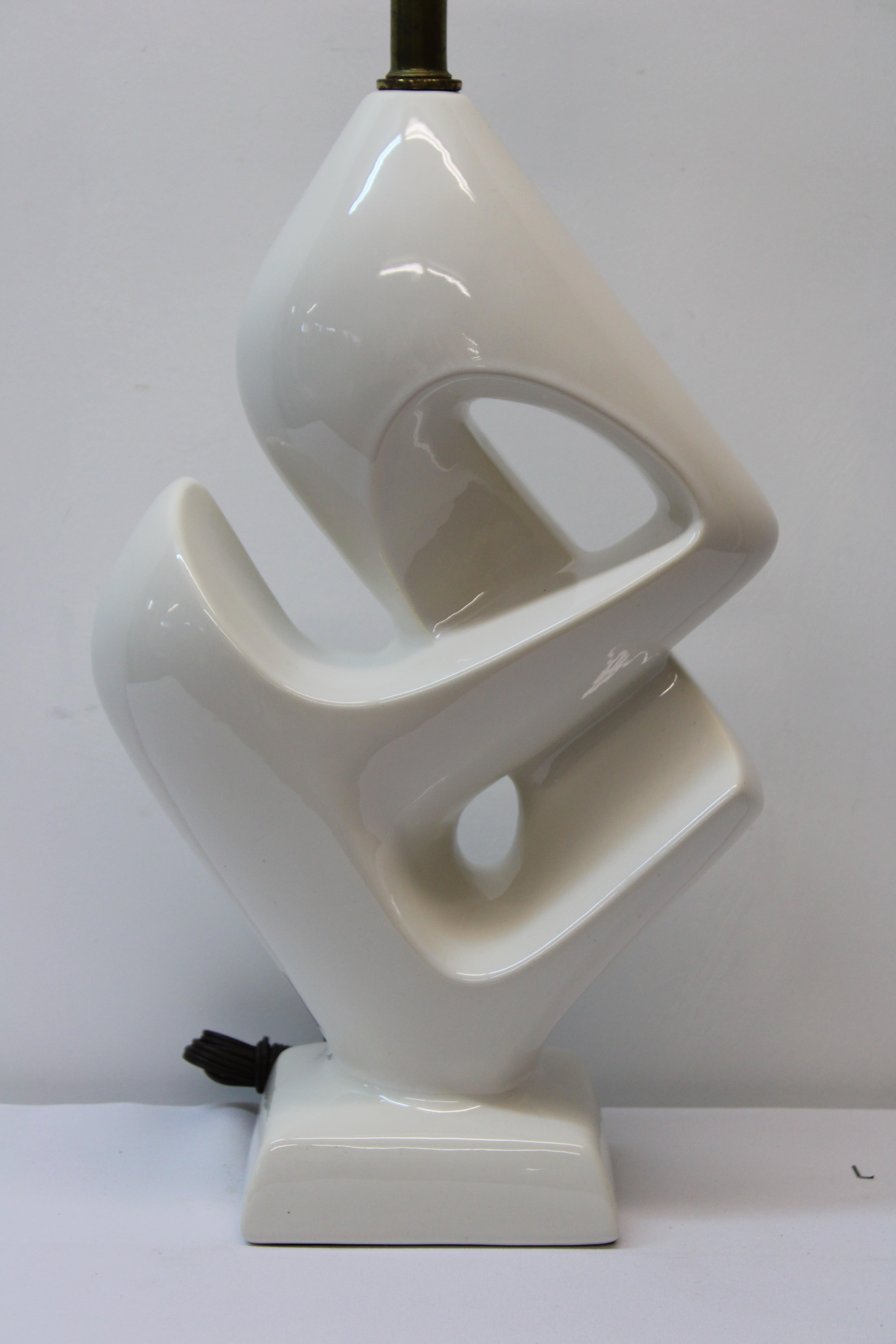 20ième siècle Lampes de table abstraites du milieu du siècle, émaillées en blanc en vente