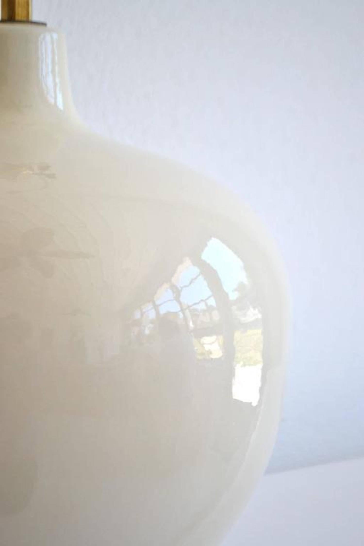 Mid-20th Century Midcentury White Glazed Ceramic Gourd Form Table Lamp