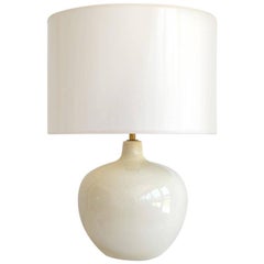 Midcentury White Glazed Ceramic Gourd Form Table Lamp