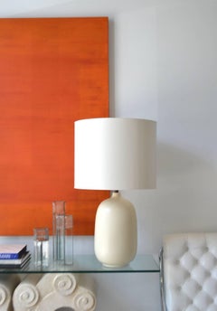 Midcentury White Glazed Ovoid Form Table Lamp