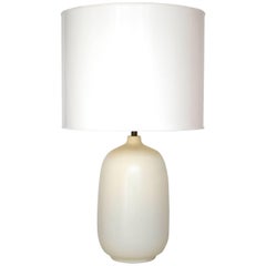 Midcentury White Glazed Ovoid Form Table Lamp