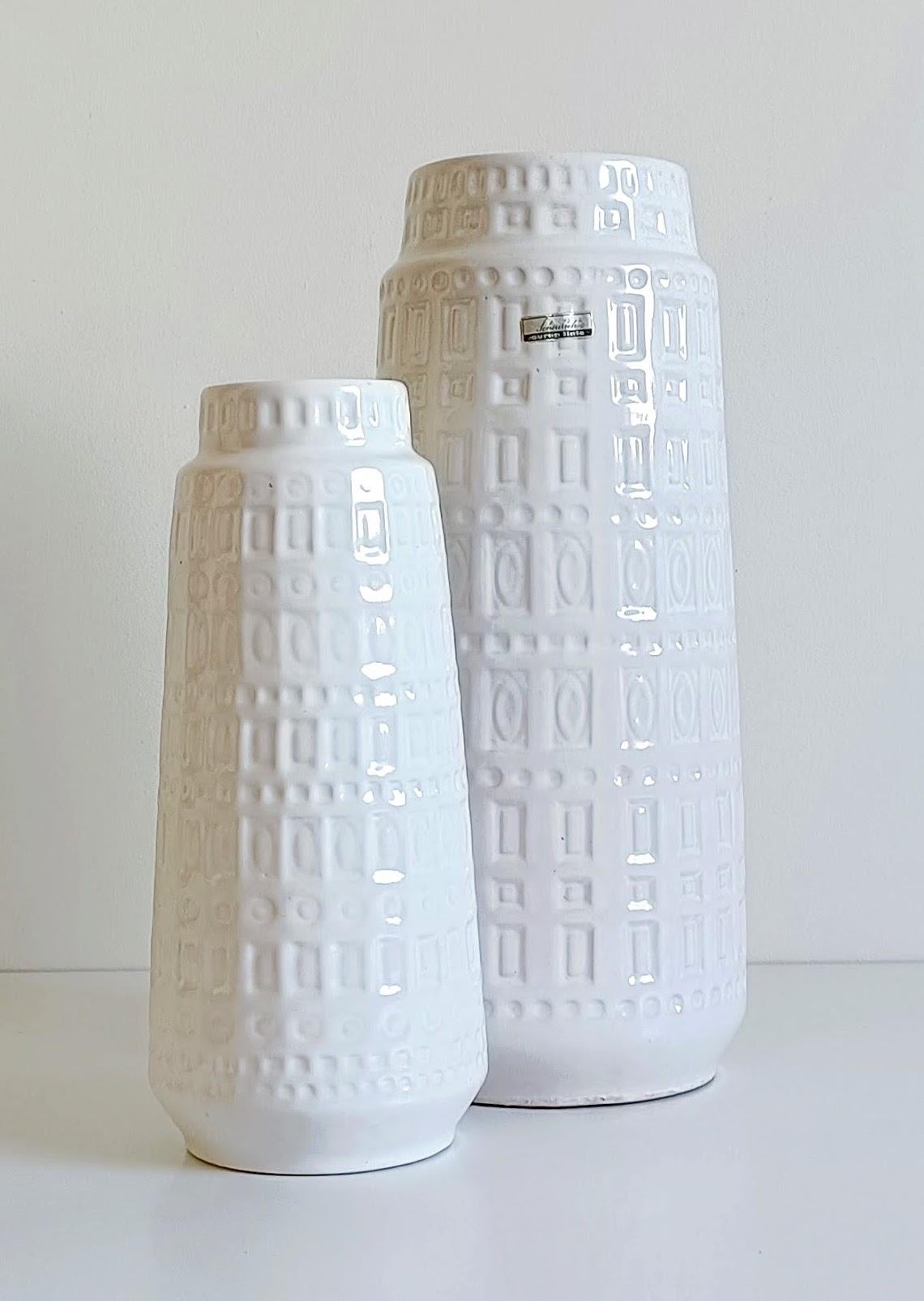 Mid-Century White Glazed West Germany Ceramic Vases by Scheurich, 1950s For Sale 5
