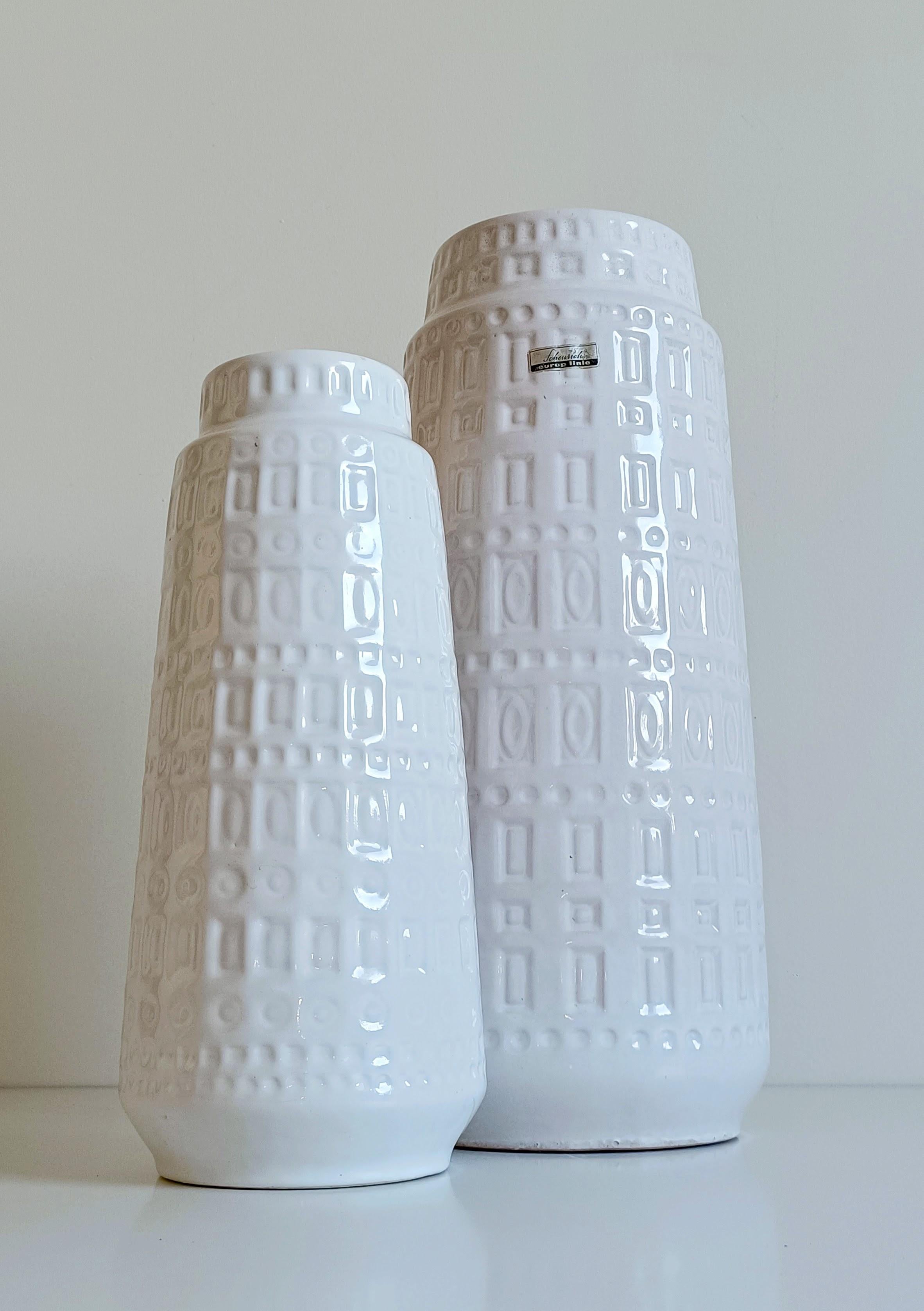 Mid-Century White Glazed West Germany Ceramic Vases by Scheurich, 1950s For Sale 6