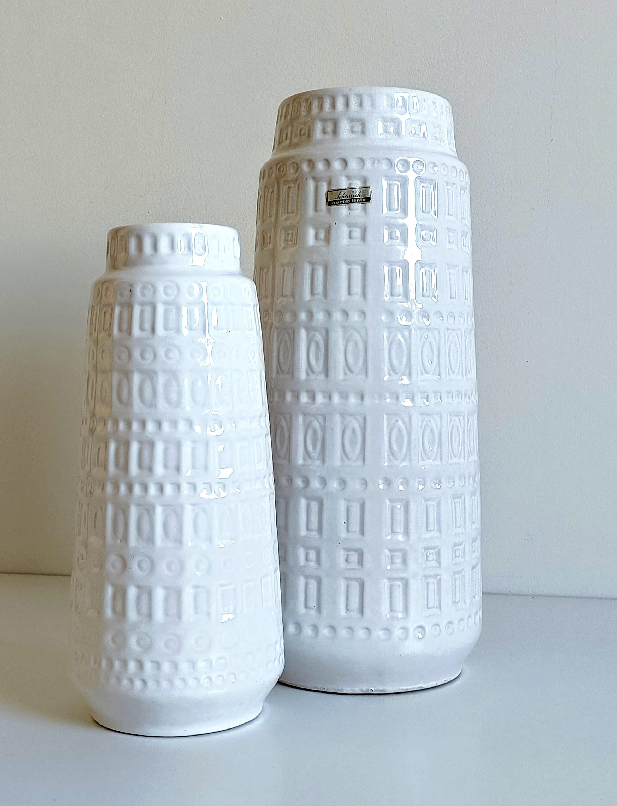Mid-Century White Glazed West Germany Ceramic Vases by Scheurich, 1950s For Sale 7